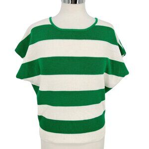 Cyrus Striped Sleeveless Knit Sweater Top White Green Size Small